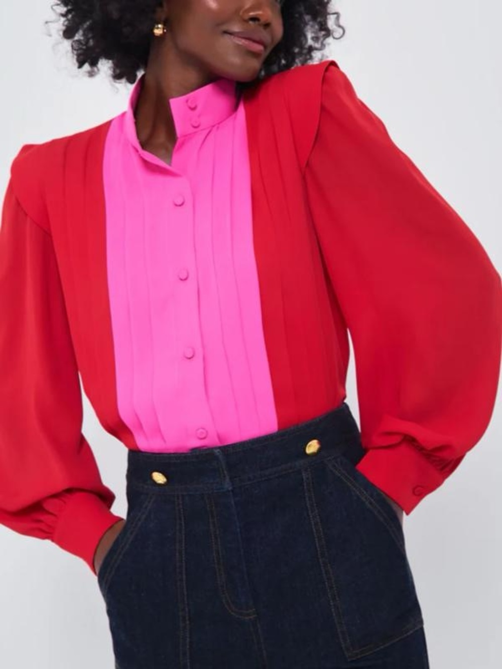 NWT TUCKERNUCK X INDIA HICKS Scarlet and Hot Pink Grove Blouse - Large